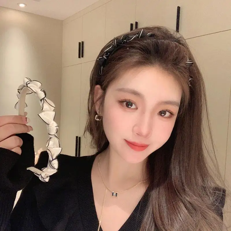 

French Retro Solid Color Bow Headband Female High-end Sense Exquisite Temperament Girl Headband Hair Accessories Hair Bundle
