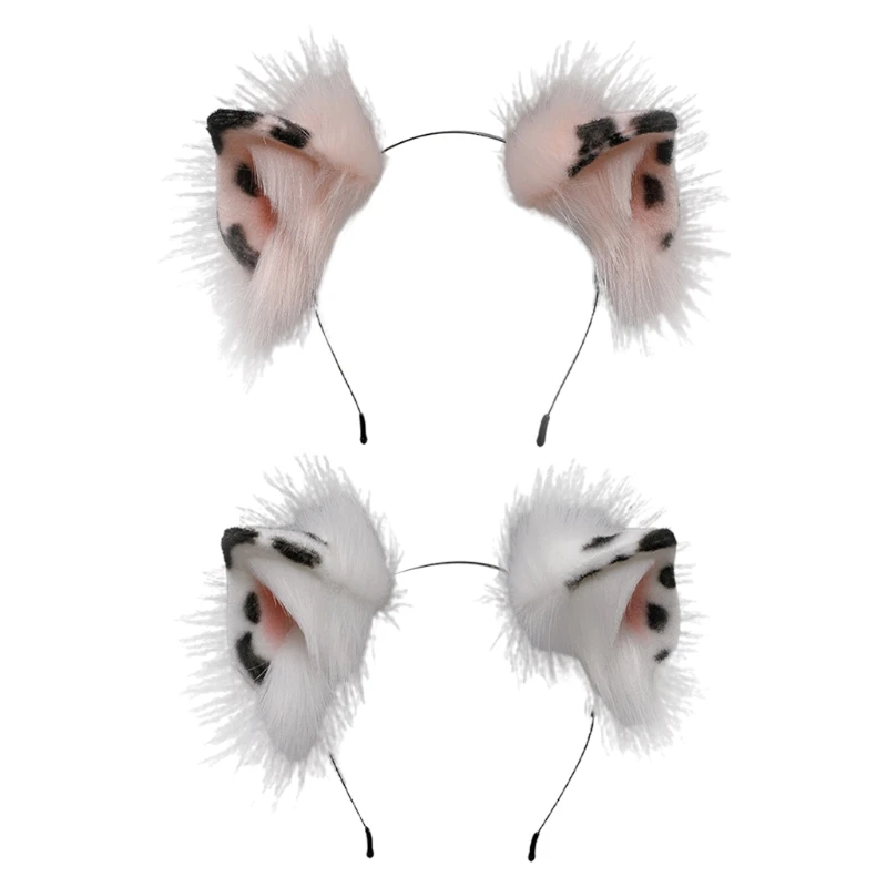 

652F пушистый Леопард для кошачьих ушек, повязка на голову, реалистичное искусственное меховое животное, косплей, обруч для волос