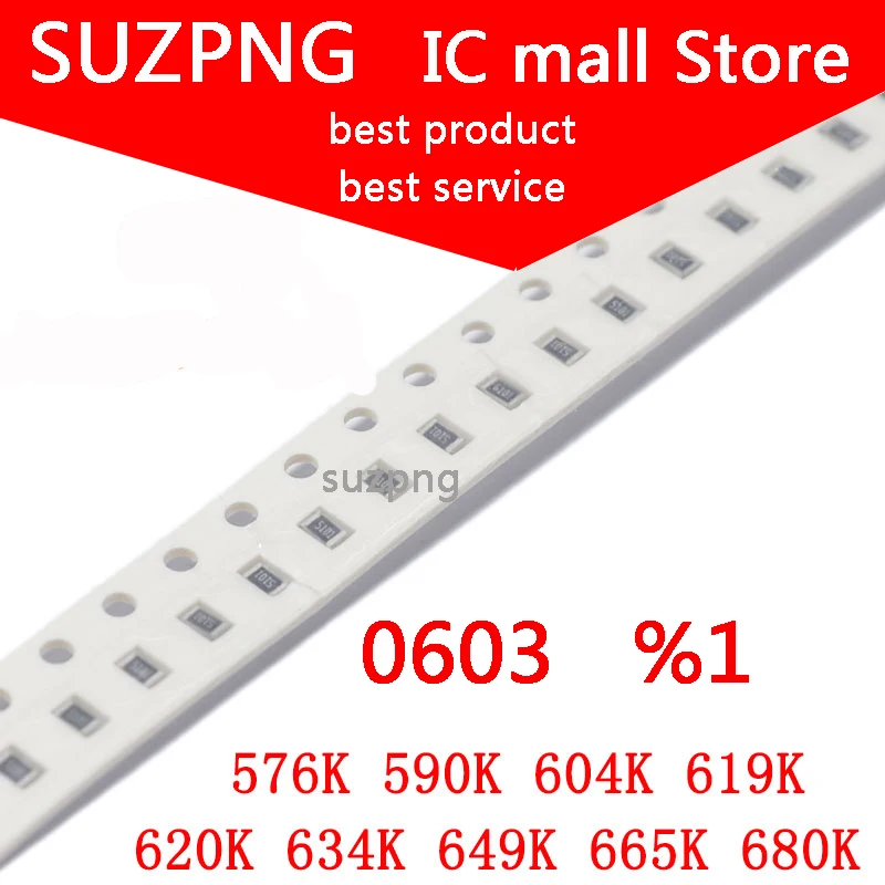 

100 шт. 0603 SMD резистор 1% K 576K 590K 604K 619K 620K 634K 649K 665K