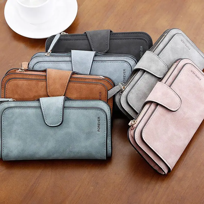 

Women Wallet Long Leather Three-fold Multi-card Position Clutch Casual Women Wallets Zipper Pocket Hasp Ladies Female Purse