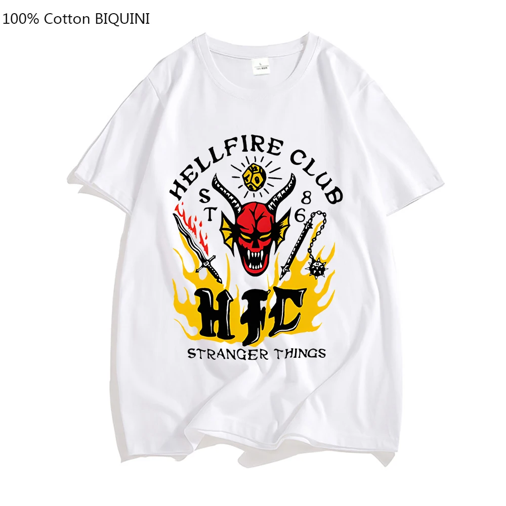 

Hellfire Club T-shirt Stranger Things 4 Mens tshirt Harajuku O-neck Unisex Tee-shirt Summer Short Sleeve Oversized Tshirt Cotton