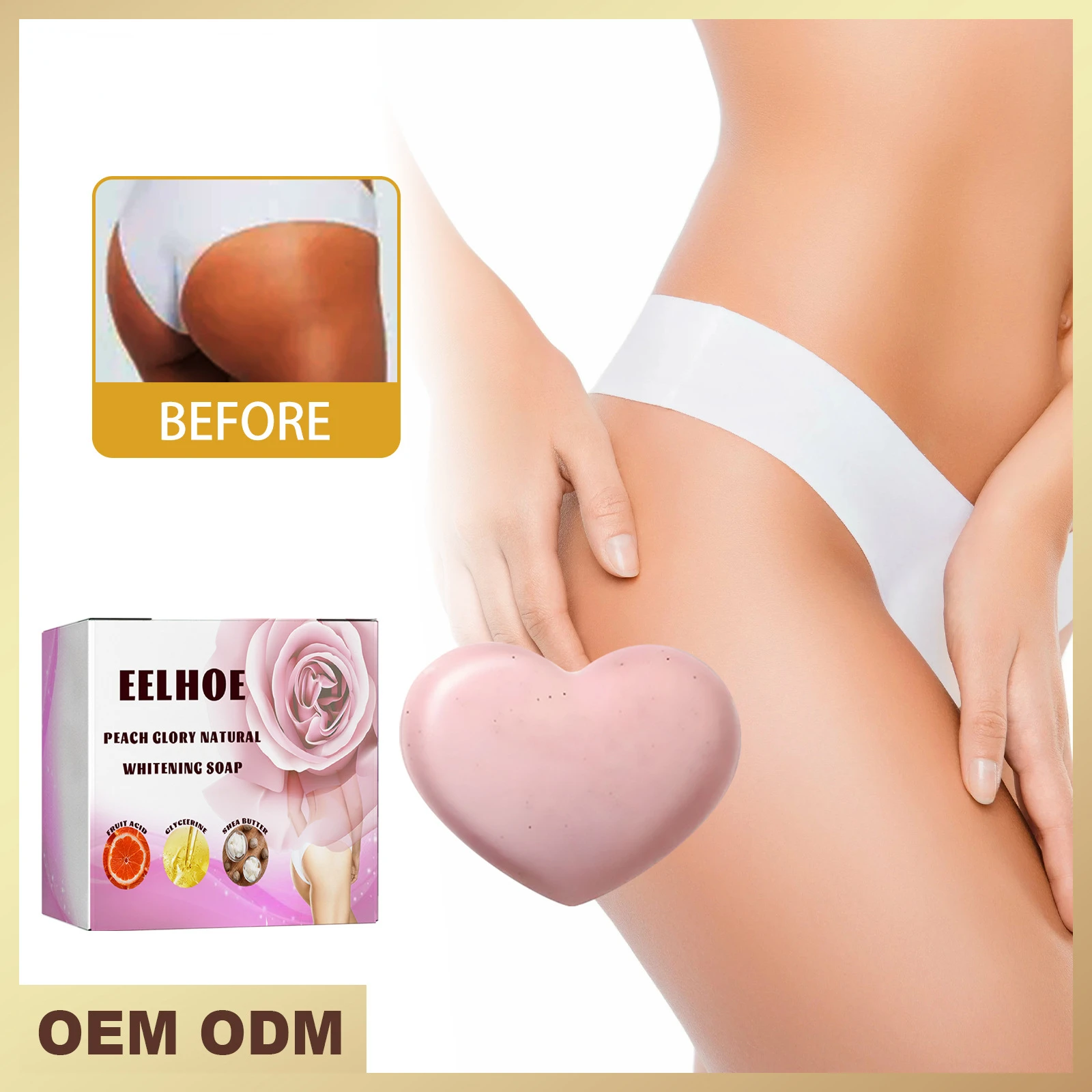 

Eelhoe PP Soap Heart-shaped Peach Pink Tender Lighten Melanin and Brighten The Buttocks Bath and Body Cleaning and Beauty Soap