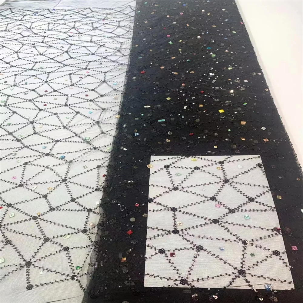 

Роскошные африканские тюлевые кружева, ткань с блестками, 2023 нигерийская ткань, материал для одежды, вечернее платье, кружевная ткань с камнями RC2605