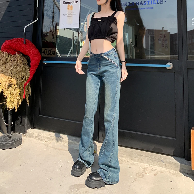 WCFCX STUDIO высокой талией расклешенные джинсы Американская Ретро Мода Широкие брюки