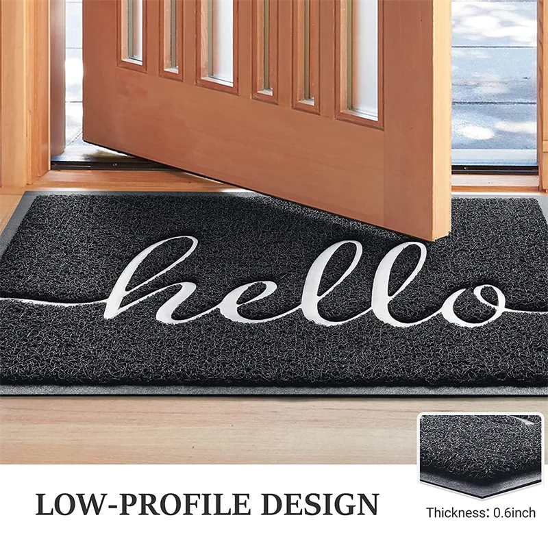 

Vacclo 30x17.5inches Black Durable Hello Welcome Mat Low Profile Floor Mat Front Doormat Indoor Outdoor Door Rug Non Slip Rugs