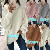 womens solid color turtleneck sweater 2022 spring autumn new fashion long sleeve loose sweaters tops