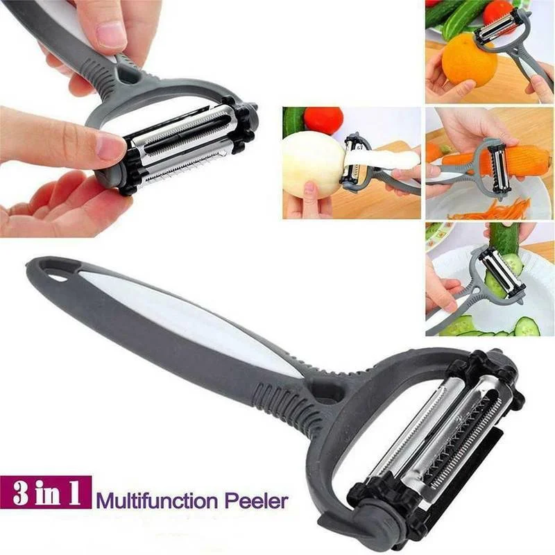 

3 In 1 Vegetable Fruit Peeler Blade Grater Multi-functional Stainless Steel Rotary Potato Carrot Vegetable Cutter Kitchen Tools
