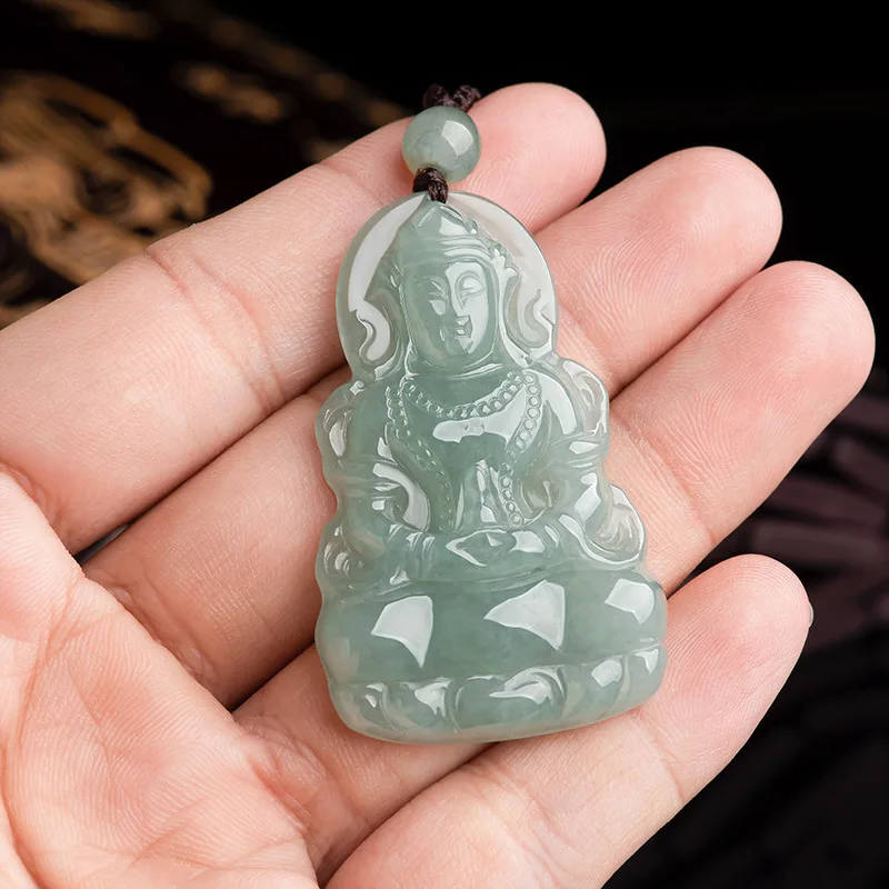 Burmese Jade Guanyin Pendant Choker Vintage Accessories Natural Amulet Jadeite Necklace Amulets Emerald Jewelry White