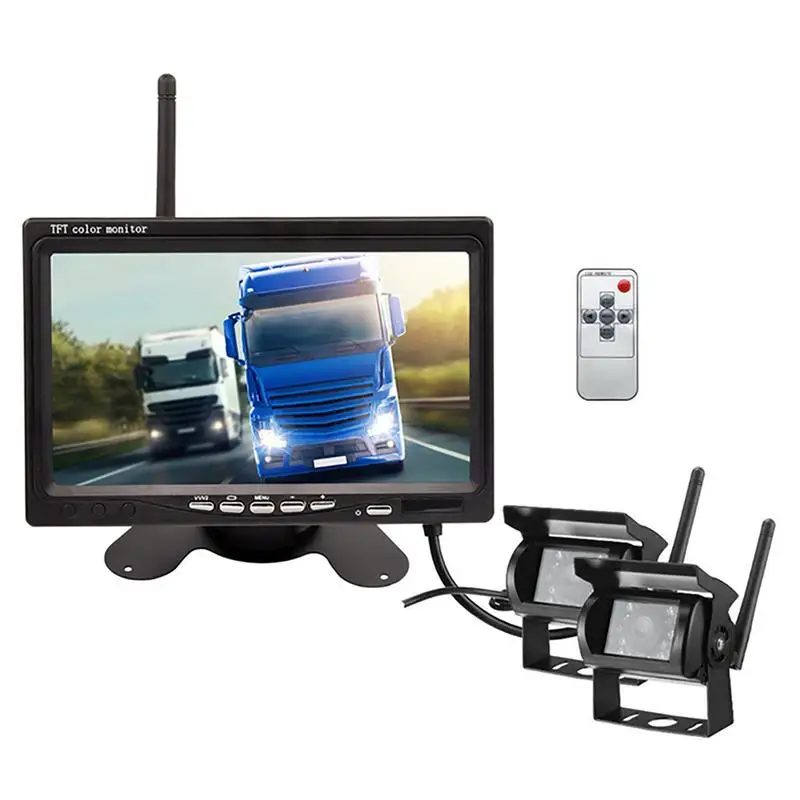 Car Reversing Camera Kit Waterproof Wireless 12V 24V Backup Rear View Camera Monitor Car Monitor 7 Inch For Bus Truck RV Trailer