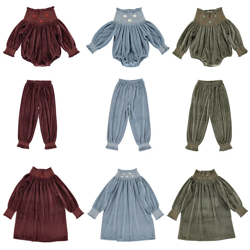 

2022 autunno New Quality Velvet Kids Girls pagliatti Soft Toddle Baby Clothes Bebe Brand Designer apparel manica lunga di pezzo