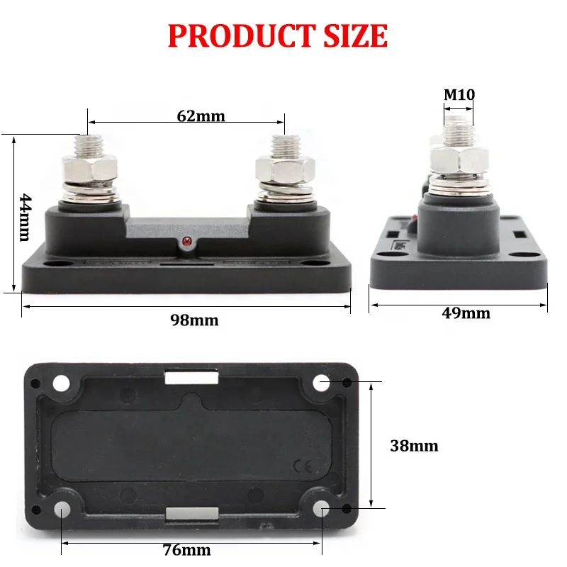 Сверхмощный держатель блока предохранителей M10 на 24 В с красным светодиодным