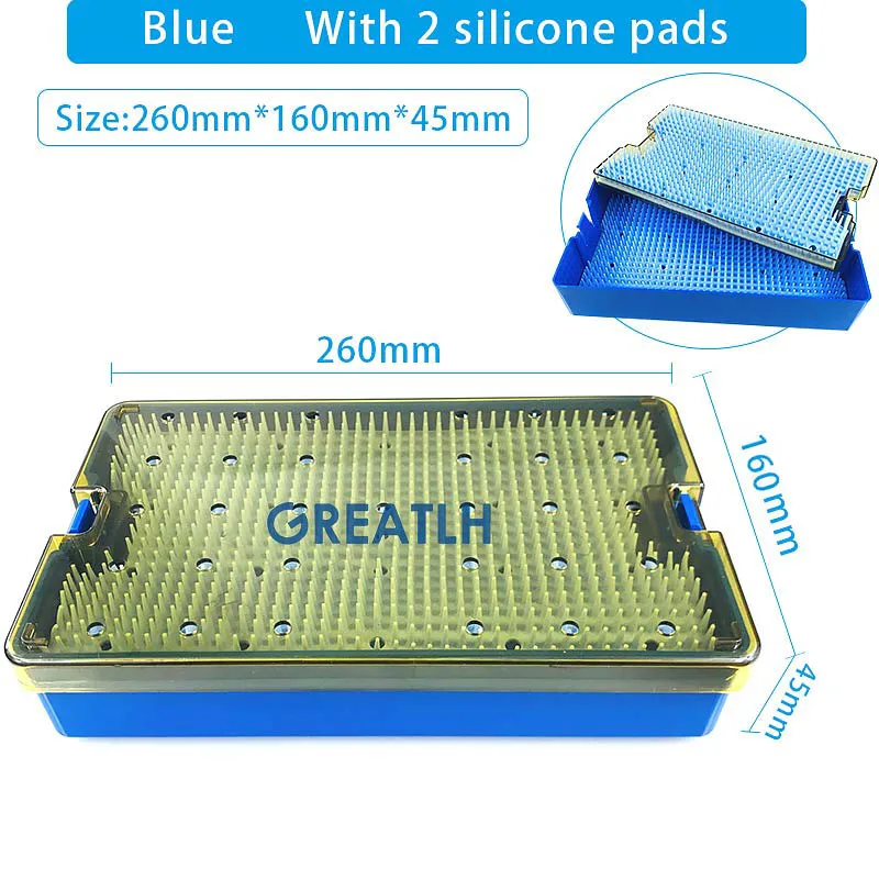 Double Layer Disinfecting Box with Silicone Mat Autoclavable Silicone Sterilization Tray Microsurgical Instruments