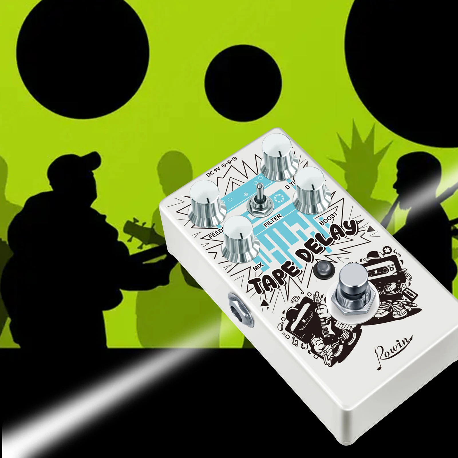 Rowin RE-01 Tape Delay Guitar Effect Pedal Combined With Delay And Bass Effects Wide Range Delay Adjustment And Make Real Bass