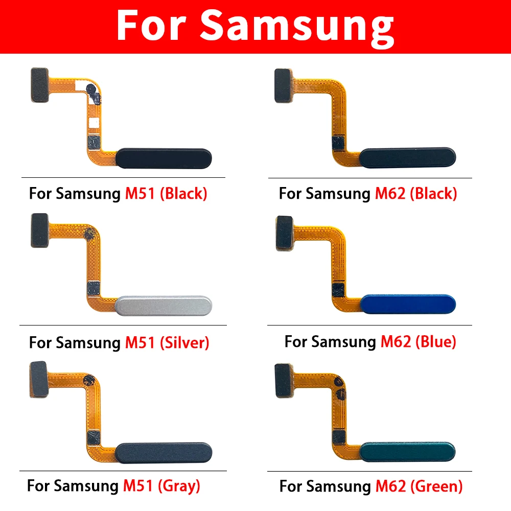 Фото Кабель-шлейф с кнопкой Home и датчиком отпечатков пальцев Touch ID для Samsung M31, M31S, M51, M62, M14, M23 5G (запчасти для телефонов) №3