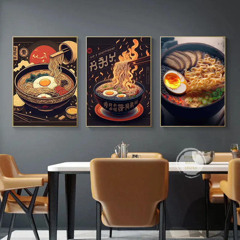 Плакат рамен в японском стиле такояки кухонная кухня Картина на холсте винтажная