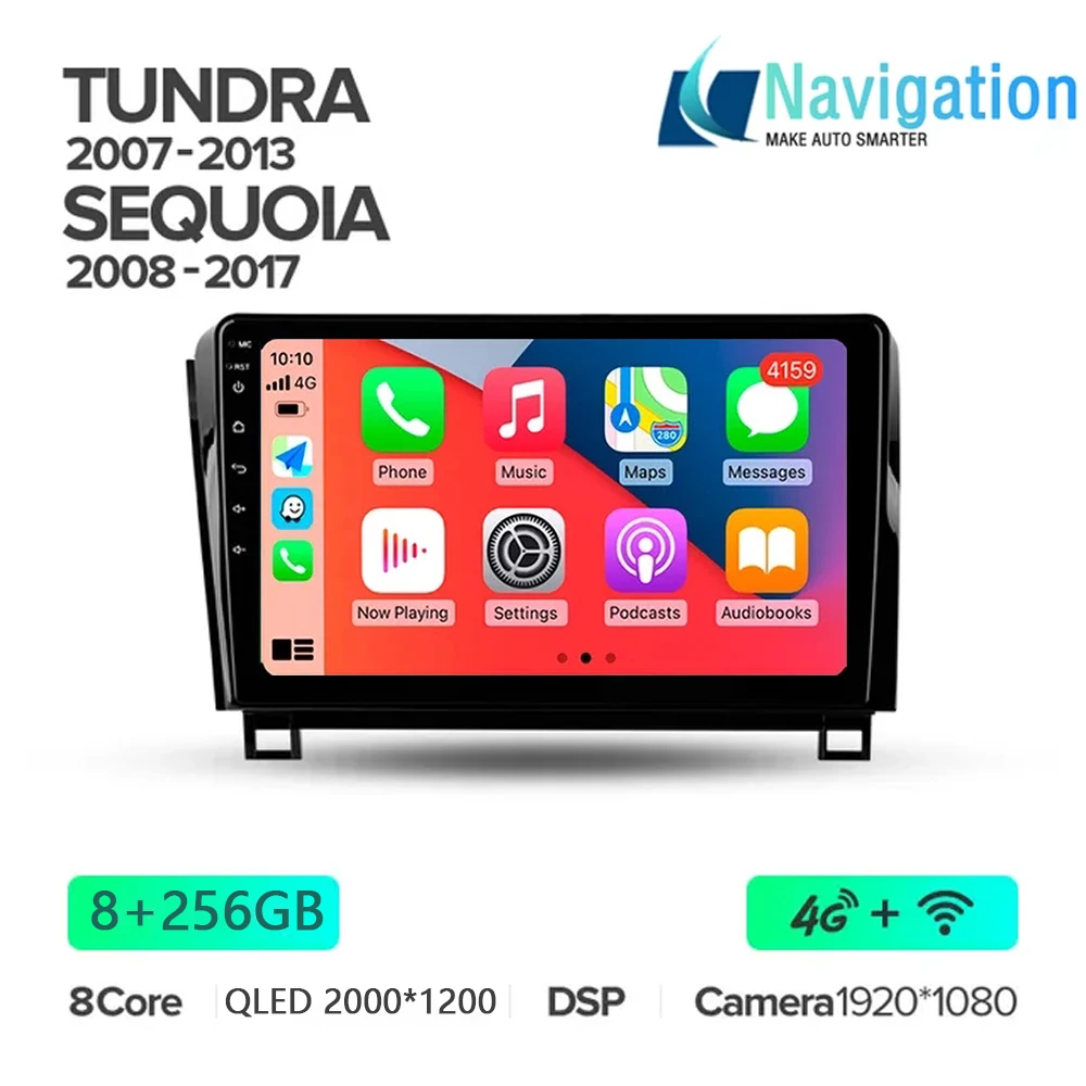 Автомагнитола на Android 14 для Toyota Tundra XK50 2007 - 2013 Sequoia XK60 2008 2017 с GPS-навигацией и