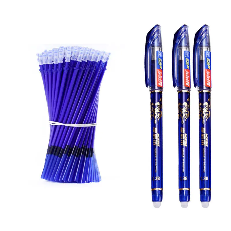 

51Pcs Erasable BallPen 3 Color Ink Gel Pen Set Refill 0.5mm Ballpoint Pen School Office Business Writing Supplies Stationery