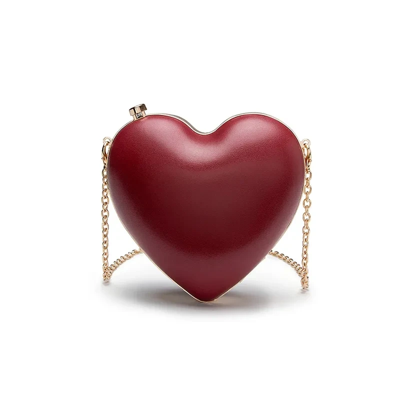 

Red Heart Shell Lock PU Leather Women's Handbags Purses Chain Women Shoulder Crossbody Bags