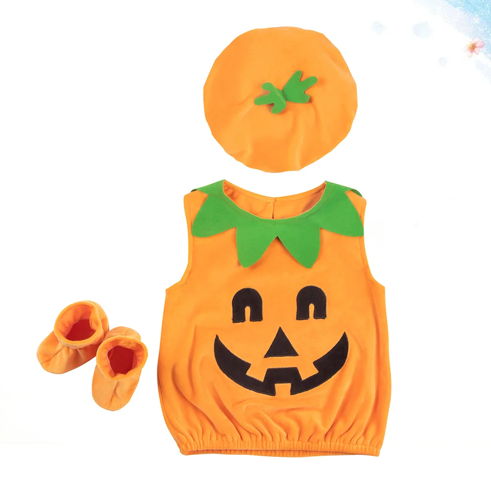 

1 Set Halloween Kids Performance Costume Pumpkin Themed Photo Clothing Baby Coat Hat Socks Kit Infant Kids Outfits Fit for 80cm
