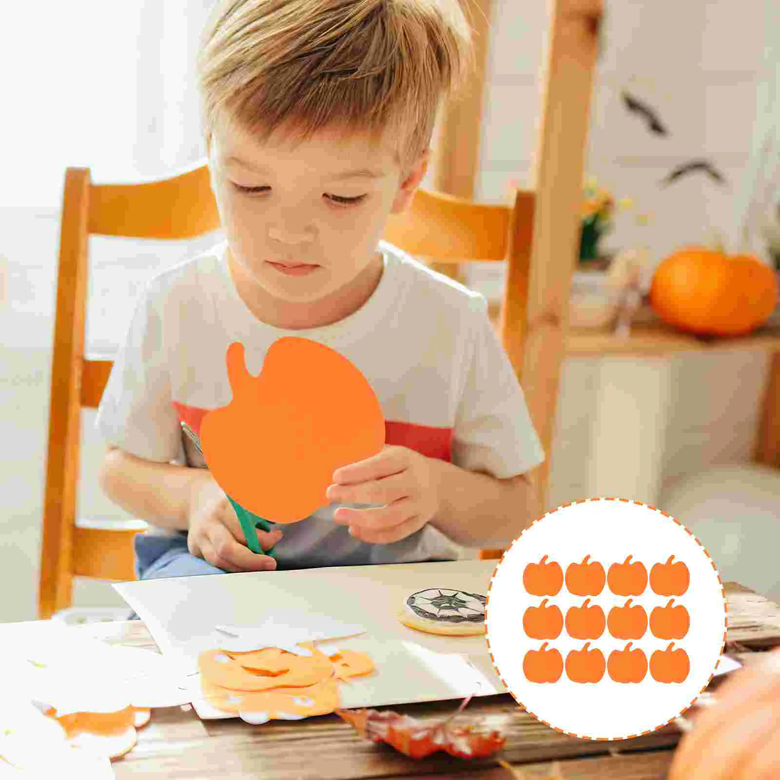 

12 Pcs Pumpkin DIY Patches Kids Crafts Cartoon Slices Halloween Hollow Out Chips Kindergarten Decorative Eva Child