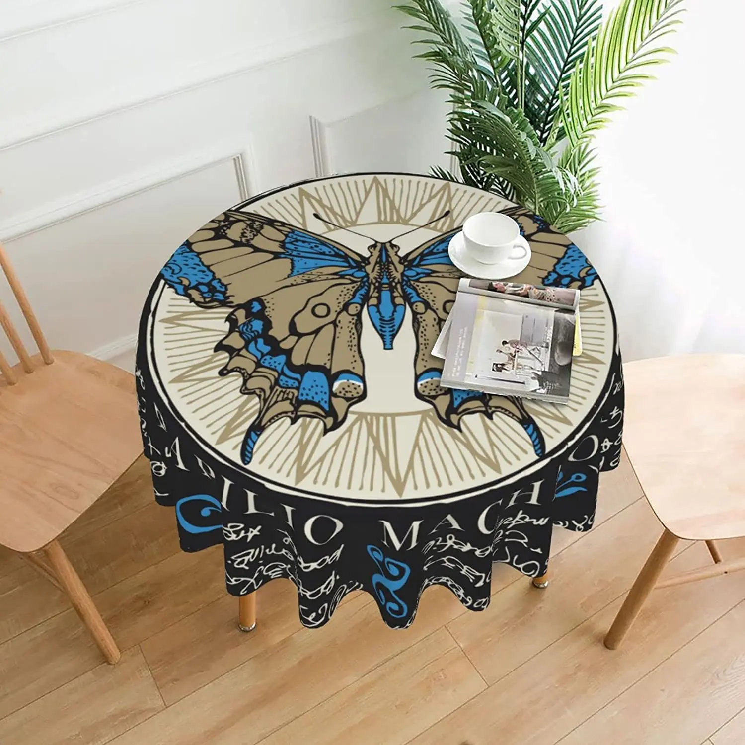 

Чехол для круглого стола с изображением бабочки мистической астрологии, устойчивая к пятнам и морщинам скатерть из полиэстера для кухни, ст...