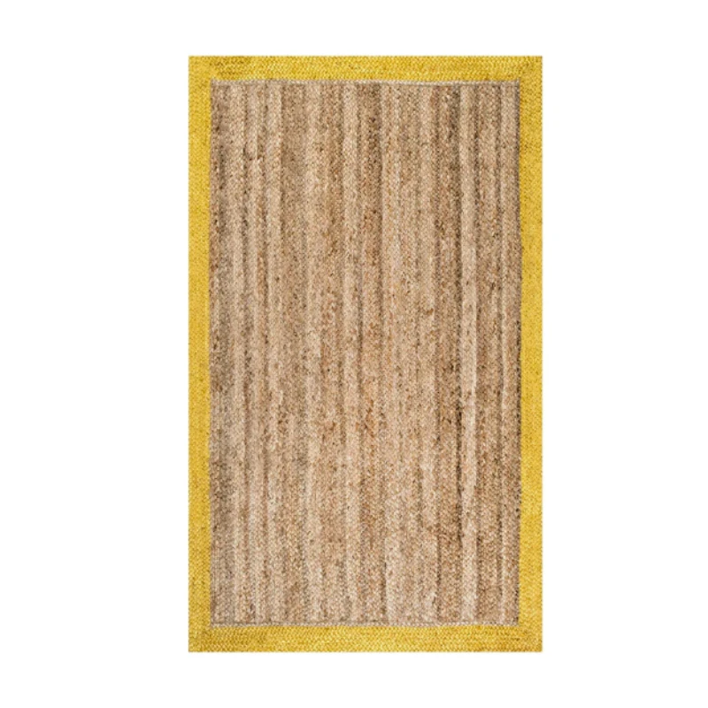 Rug 100% Jute Runner Yellow and Natural Jute Woven Carpet Handmade Braided Carpet Reversible Modern Look Rug