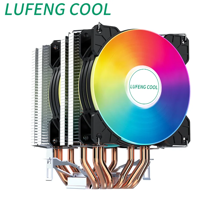 Lufengcool 6 тепловых трубок, воздухоохладитель процессора, вентиляторы Ryzen am4 lga 1700 1200 1155 1151 2011 v3 x99x79