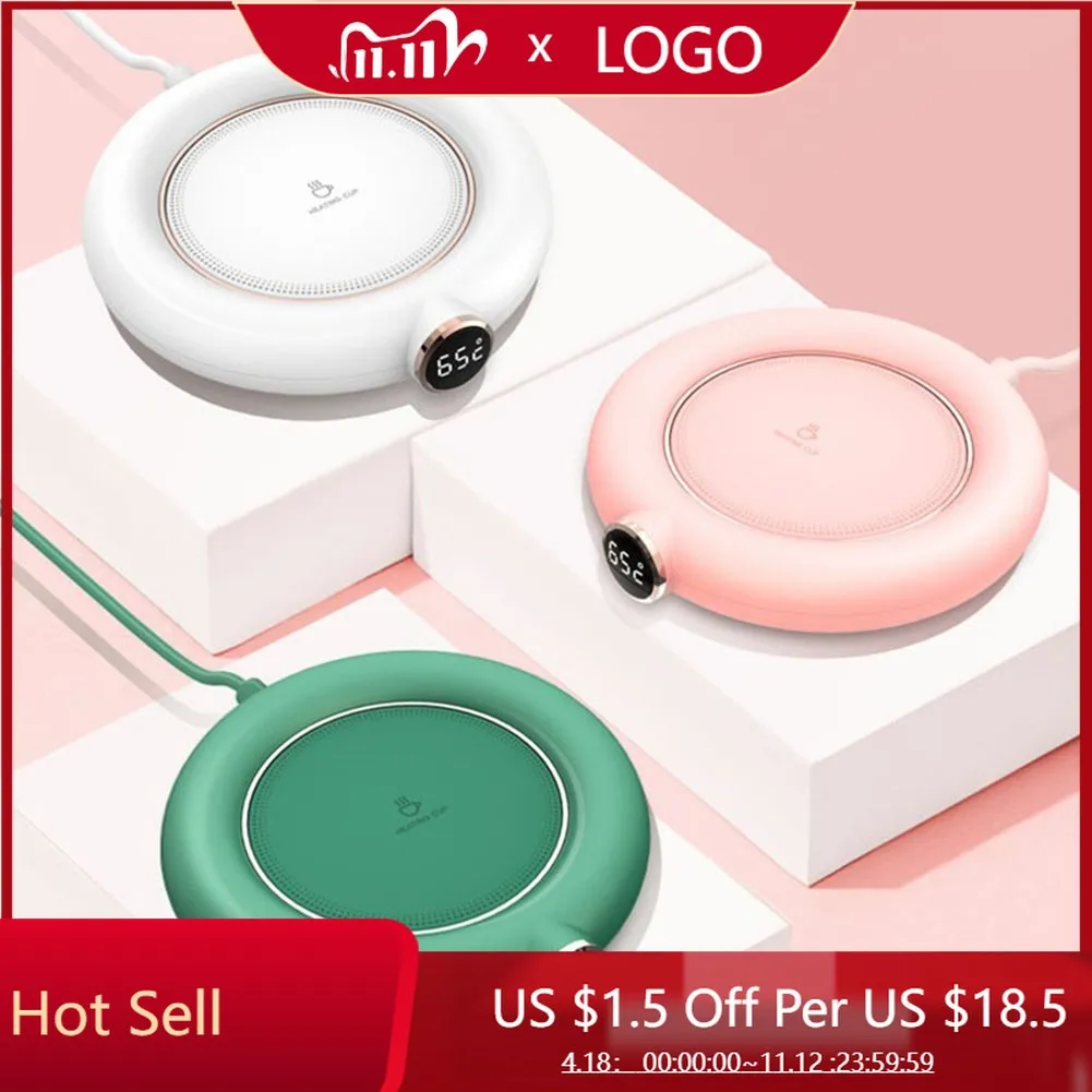 

USB Cup Warmer Coffee Milk Tea Water Mug Heater 3 Temperature Adjustable LED Display Heating Coaster For Home Office Winter