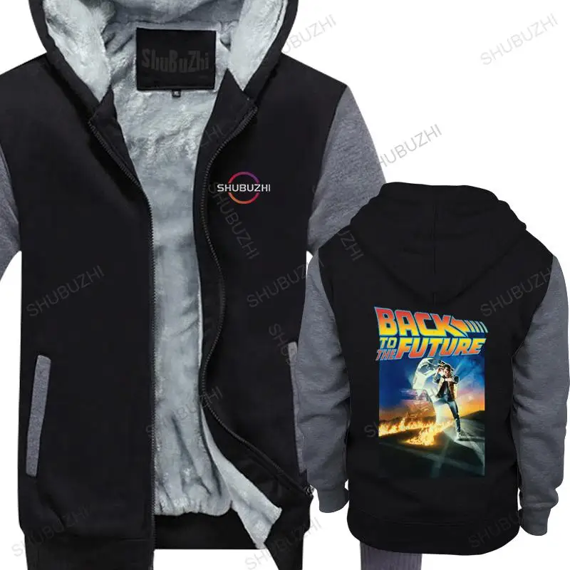 

Retro Back To The Future thick hoodie for Men Cotton Casual sweatshirt Sci-fi Adventure Movie winter hoody Tops Clothing Gift