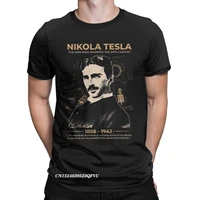 mens nikola tesla tshirt science scientists subject inventor physics premium cotton clothing round neck tees plus size t shirts