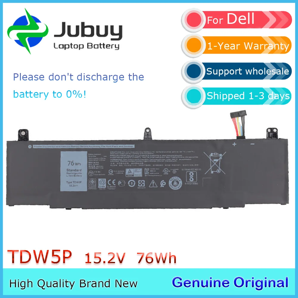 TDW5P 15 2 В 76 Втч оригинальный аккумулятор для ноутбука Dell Alienware 13 R3 ALW13C D1738 D2718 D2728 V9XD7