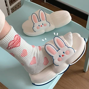 Lovely Rabbit Slippers Q-bomb Soft Sole Comfortable Slipper Female Summer Thick Bottom Girls Anti Slip Home Bathing Slipper