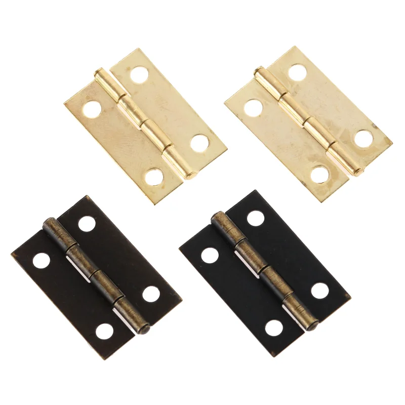 

40pcs/lot 13*12mm Mini Hinges 4 holes Decor w/screws Antique Bronze/Gold Cabinet Drawer Door Butt Jewelry Box Furniture Hardware