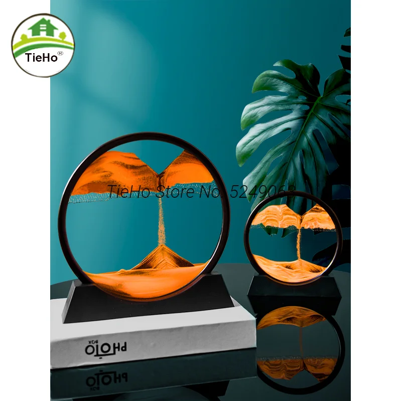 

Креативное художественное украшение с изображением часа песка, движущееся песчаное украшение, круглый стеклянный шкаф для гостиной, офиса,...