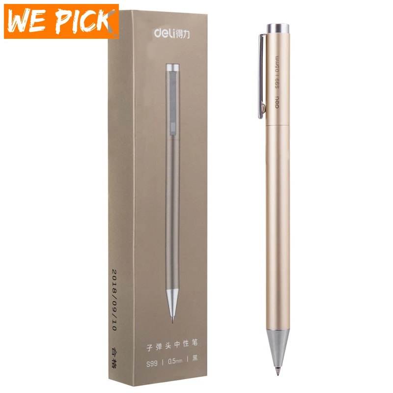 

Xiaomi Deli Metal Sign Pen Ballpen Signing Pen 0.5MM Gel PREMEC Smooth Switzerland Refill Black Ink Office School Writing Pen