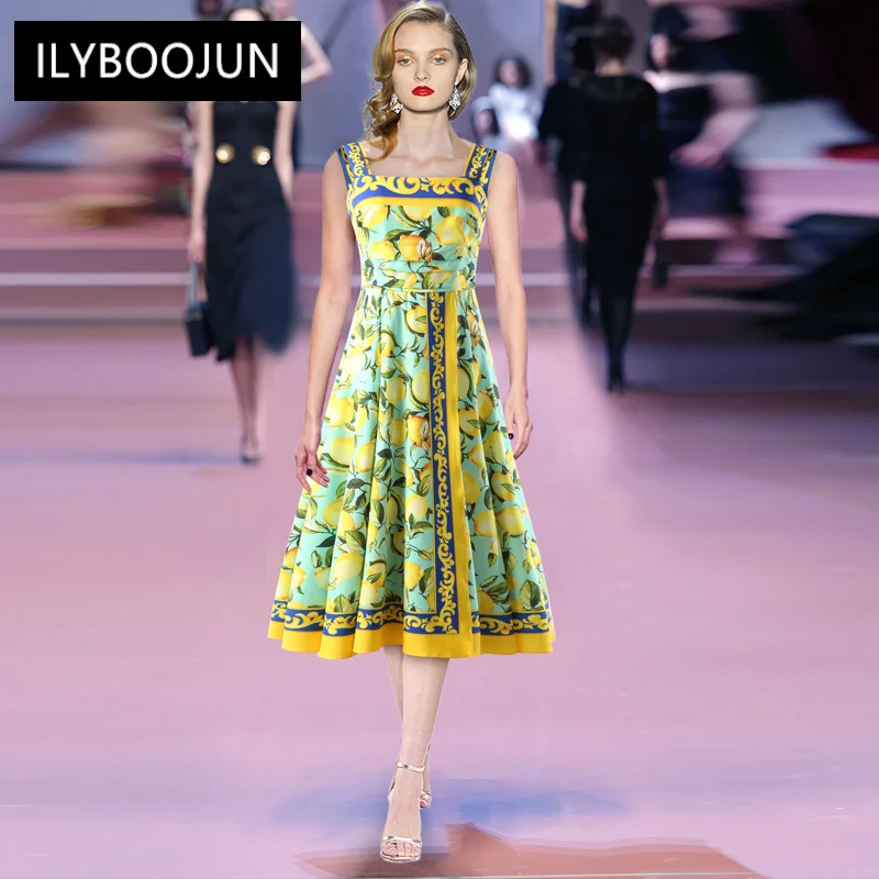 

Женское модельное платье на бретельках, летнее розовое короткое Хлопковое платье с принтом лимона, праздничные платья