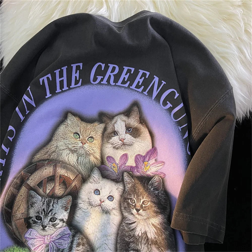 

Harajuku T Shirt Women's Animal Cat Cute Casual Punk Loose Black T Shirt Lovely New Oversized T Shirt Summer Student Tops