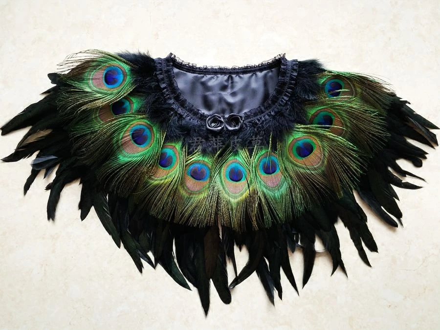 2022 New Film Star Feather Cape Peacock Feather Women Top Wear One Piece Vintage Style Gaga Free Shipping