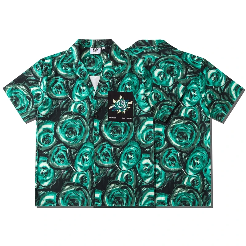 High quality thin fabric short sleeve summer men's and women's shirt Tennis Club Hawaiian style beach shirt