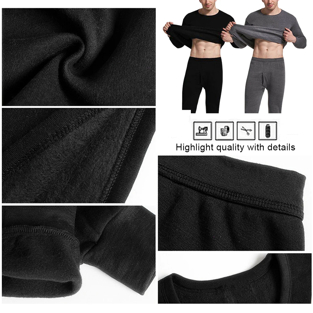 Men Thermal Underwear Thicken Long Sleeve Round Neck Autumn Winter Office School Outdoor Inner Wear Tops Suit for Male