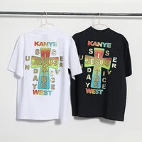 seveyfan kanye colorful crosss printed tees mens hip hop t shirts summer casual cotton tops couples
