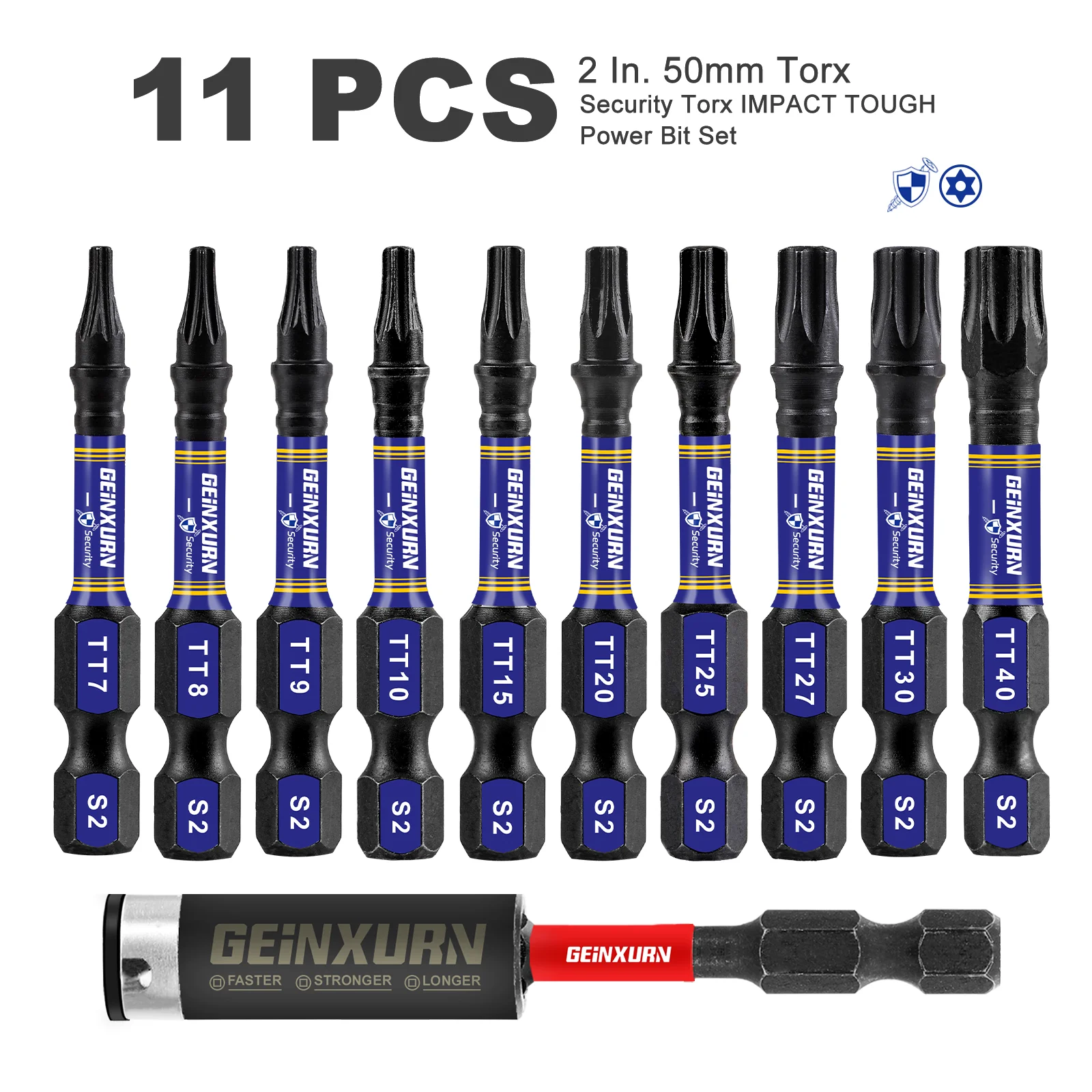 

Набор отверток Geinxurn Security Torx TT7-TT40, насадки с магнитной головкой Torx и ударным магнитным держателем бит