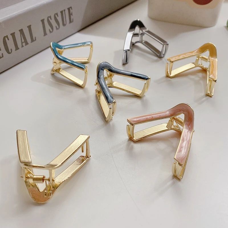 

Модная Заколка-пряжка в форме V, женские заколки для волос, геометрические заколки для волос, акриловые заколки для волос, крабы для девочек, ...