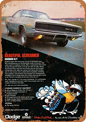 Металлический знак 1968 Dodge Charger R/T-винтажный внешний вид 2 Настенный декор для кафе