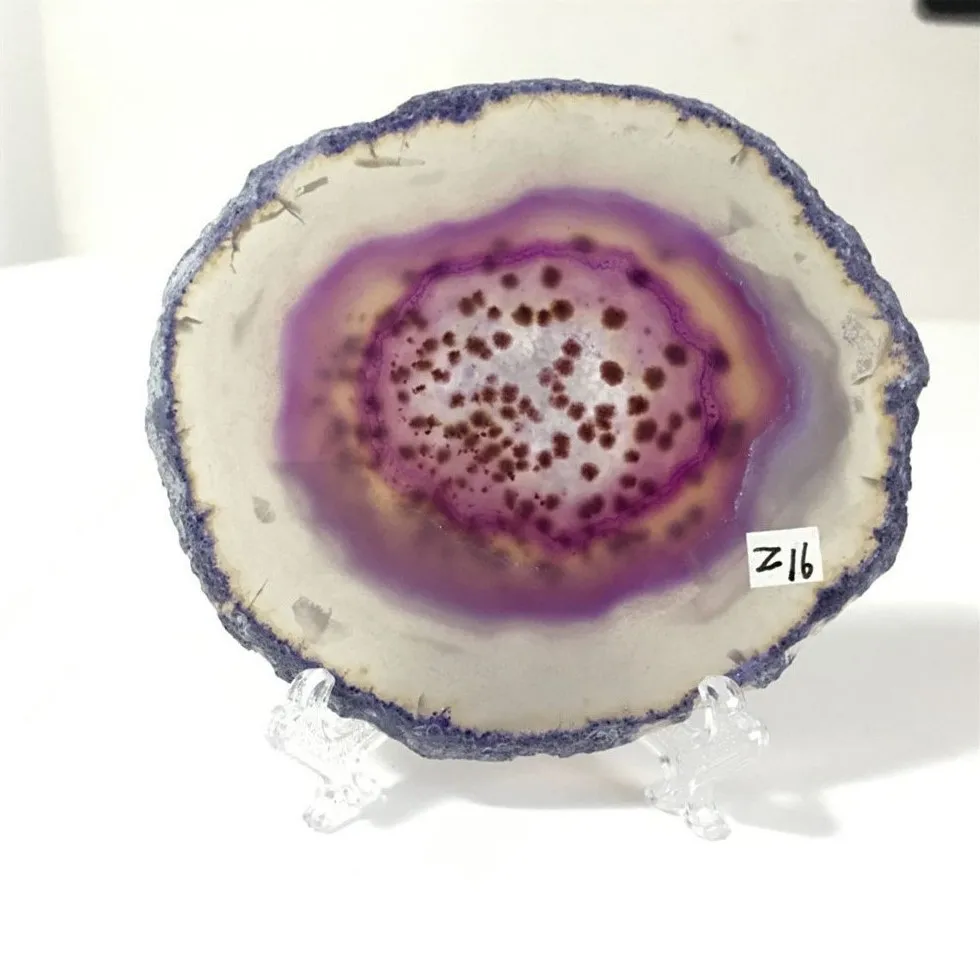 7-8CM Purple Blue Crystal AGATE SLAB Geode Slice Mineral Coaster Healing Reiki Decoration images - 6