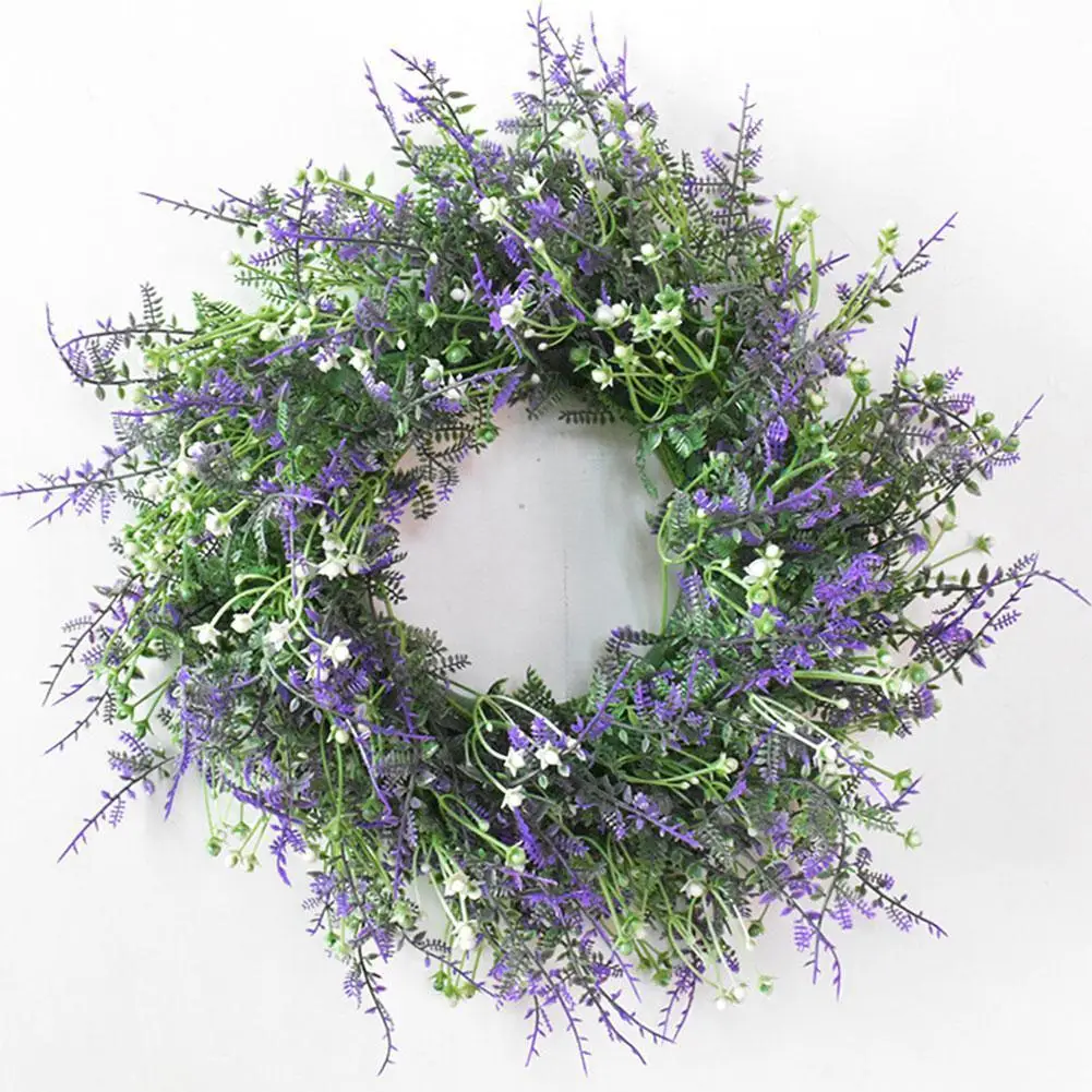 

Purple Lavender Wreath Lilac Tulip Hyacinth Hydrangea Colorful Spring Summer Wreath Front Door Hanging Ornaments Home Decor Swag