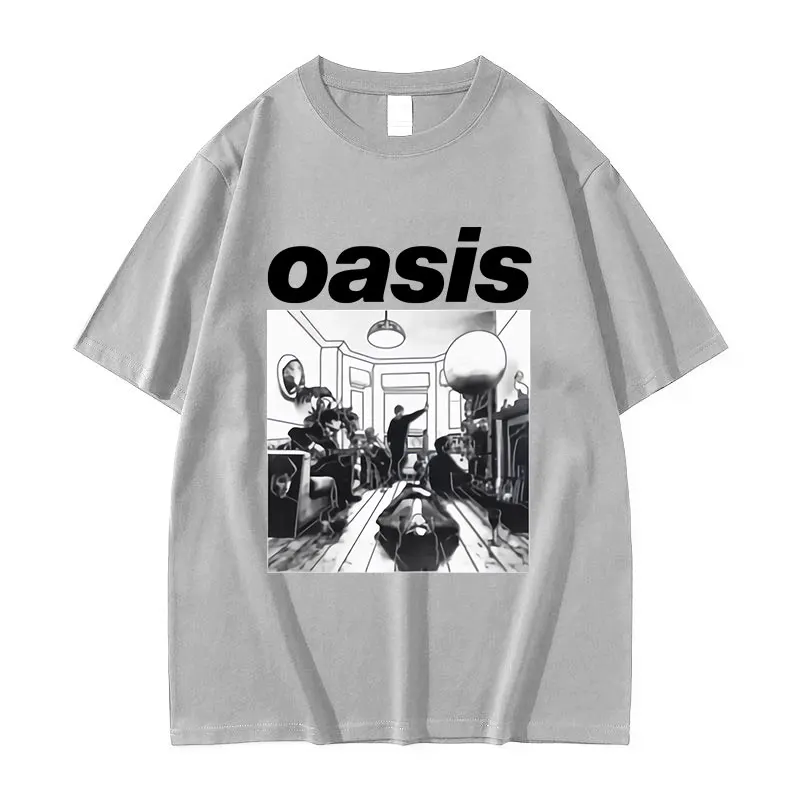 British Band O-Oasis Graphic T Shirts Men Hip Hop Retro O-Neck Short Sleeve T-shirt Y2k Unisex Oversized Cotton Tees Streetwear