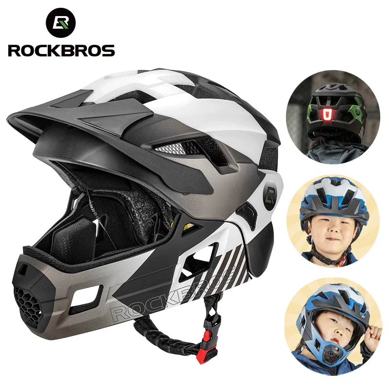 ROCKBROS Kids Balance Bicycle Safety Helmets Outdoor EPS Foam PC Removable Full Helmet Adjustable Brim Mountain Road Bike Helmet