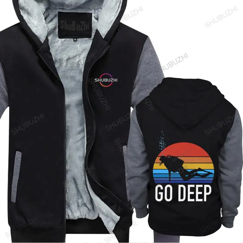 

men casual thick hoody Retro Scuba Diving fleece jacket Men Soft Cotton Top Go Deep Diver Ocean Dive Adventure sweatshirt Clothe