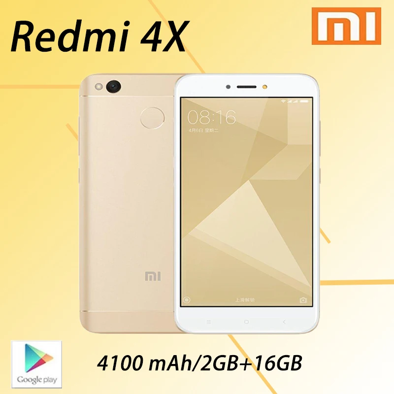 

Смартфон Xiaomi Redmi 4X Googleplay, 4000 мАч, HD экран, Snapdragon 435, задняя камера 13 МП